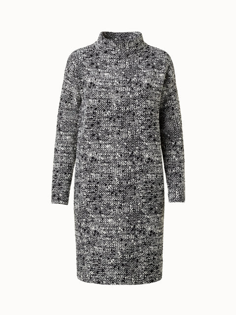 Tweed-Jersey-Kleid mit Stehkragen
