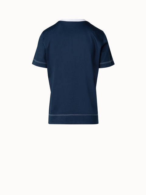 T-Shirt aus Baumwolljersey mit Kontrast-Ausschnitt