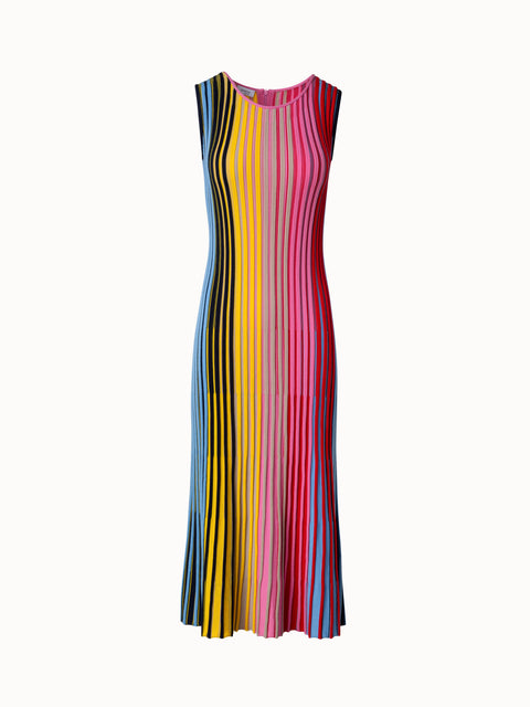 Merino-Strickkleid mit Regenbogenripp