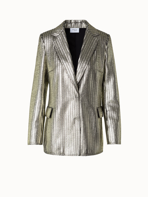 Boyfriend-Blazer aus goldbeschichtetem Cord