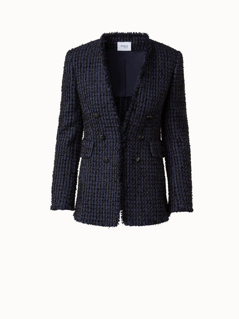 Grober Tweed-Blazer aus Baumwollmischung