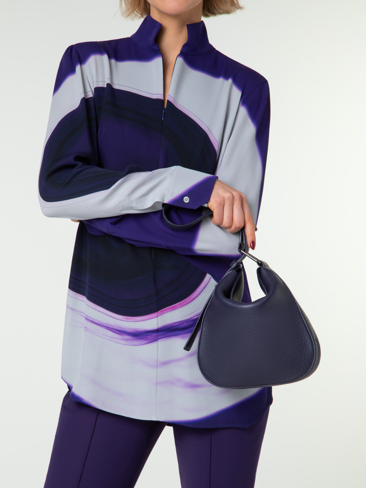 Anna Little Hobo Bag in Leather - purple
