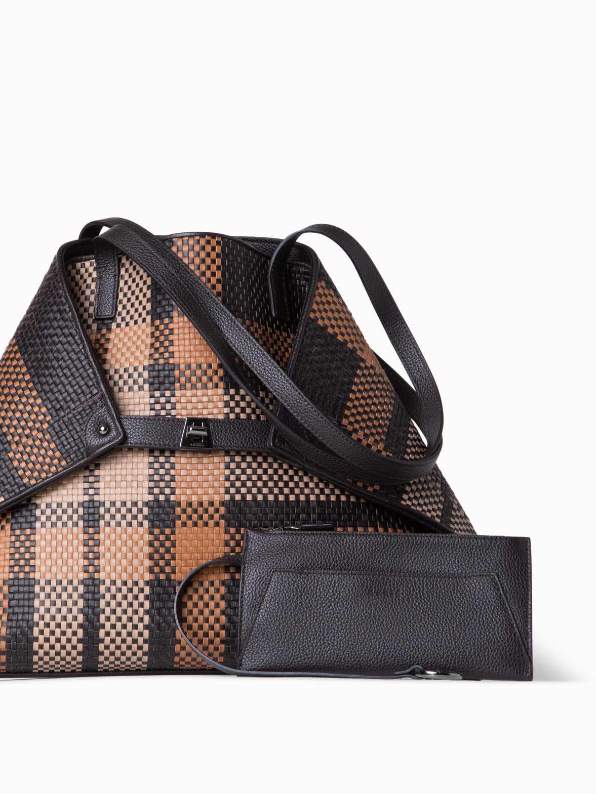 Ai Medium Shoulder Bag in Woven Leather - multicolor - black