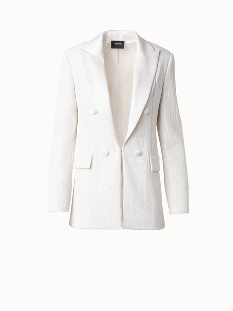 Langer Pailletten besetzer Blazer mit Satinrevers