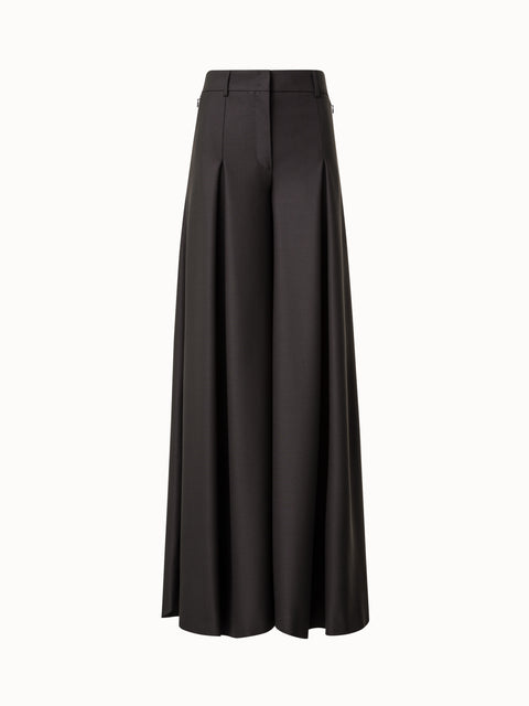 Extra Weite Palazzo-Hose aus Woll-Gabardine