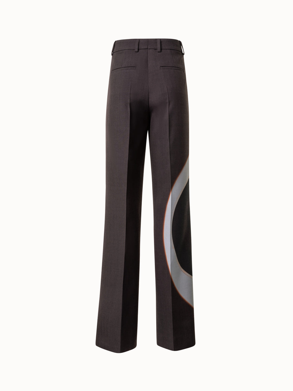 Weite Woll-Hose mit Mocca Loop Druck - Braun