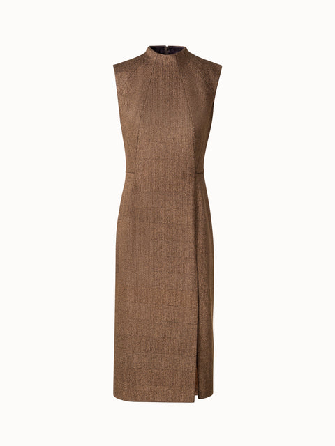 Midikleid mit Lurex-Stickerei und Flügelärmeln