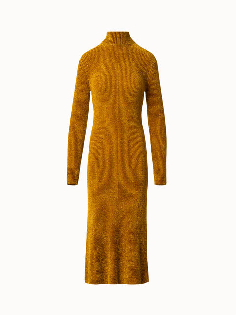 Chenille-Ripp-Schlauchkleid mit langen Ärmeln