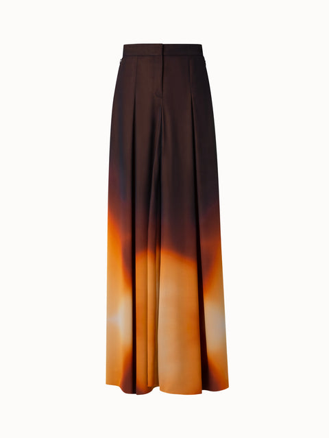 Extra Weite Palazzo-Seidenhose mit Autumn Twilight Druck