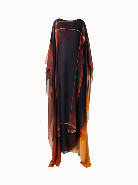 Kaftan-Seidenkleid mit Tube Druck