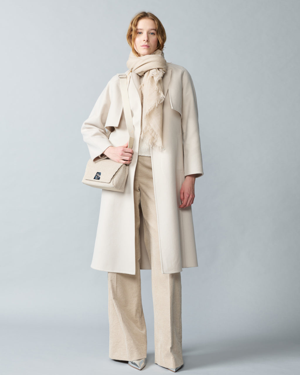 Weite Cordhose aus Baumwoll-Kaschmir - Beige