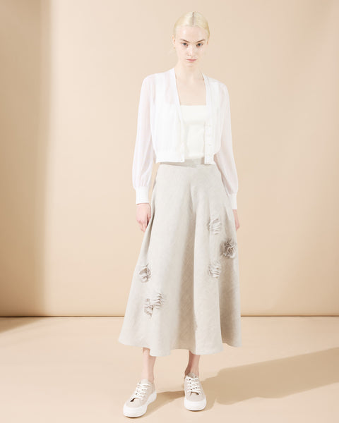 Transparenter Cardigan mit Volumenärmeln