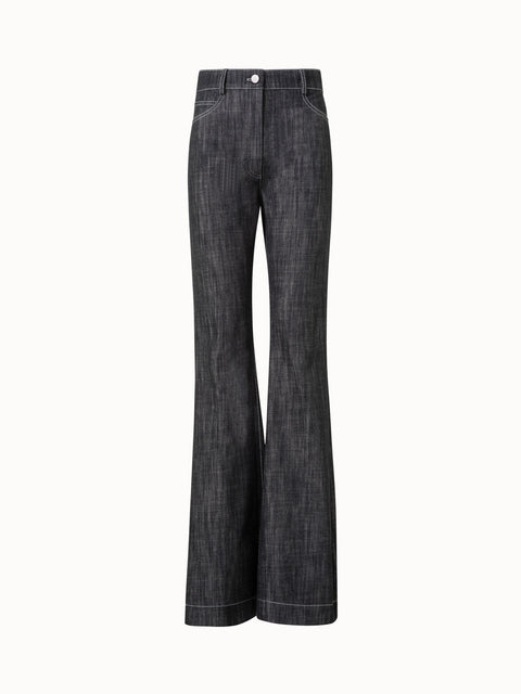 Baumwoll-Denim-Schlaghose mit hoher Taille