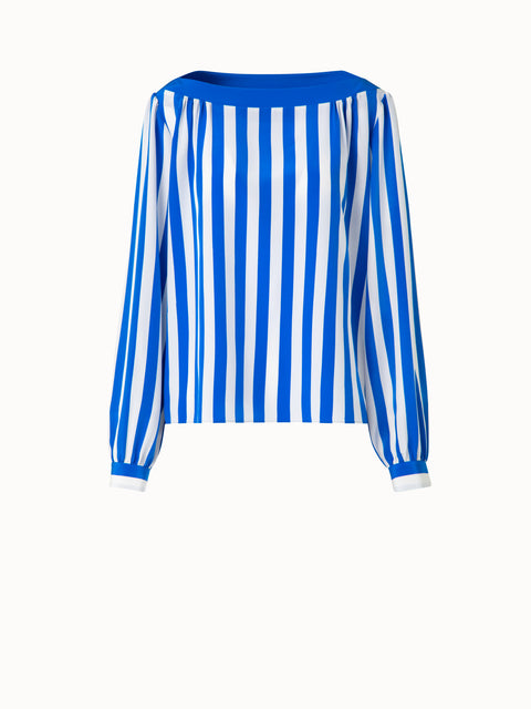 Seidenbluse mit Deck Chair Stripe Druck