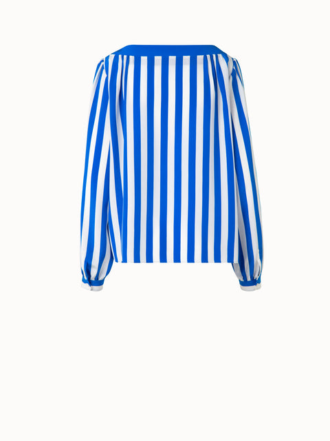 Seidenbluse mit Deck Chair Stripe Druck