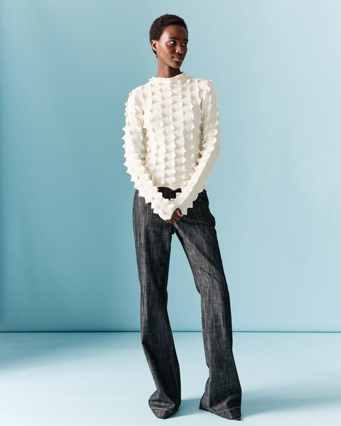 Baumwoll-Denim-Schlaghose mit hoher Taille