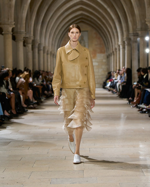 Asymmetrische Trench-Lederjacke