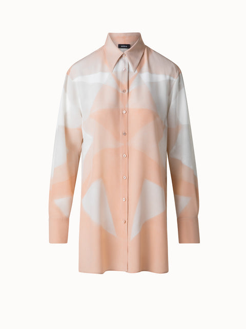 Seiden-Tunika-Bluse mit Chiaroscuro Druck