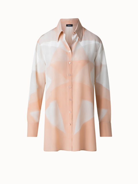 Seiden-Tunika-Bluse mit Chiaroscuro Druck