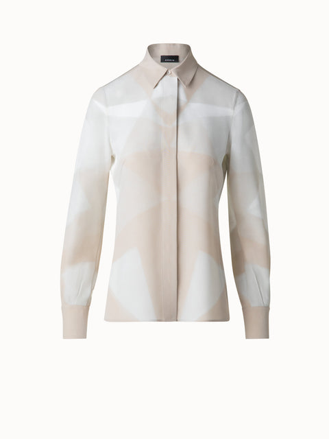 Seidenbluse mit Chiaroscuro Druck