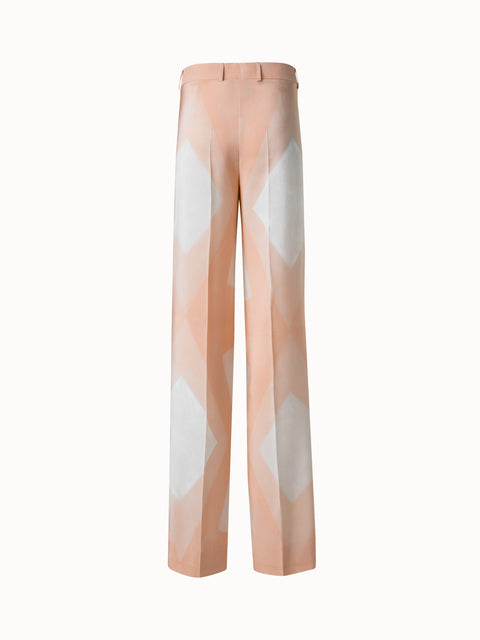 Weite Seidenhose mit Chiaroscuro Druck