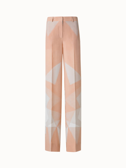 Weite Seidenhose mit Chiaroscuro Druck