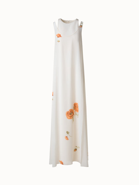 Double-Layer-Seidenkleid mit Anemone Druck