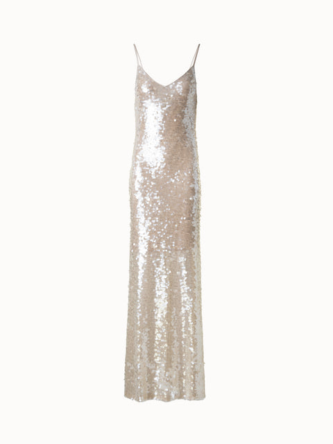 Langes Abendkleid mit Allover Pailletten