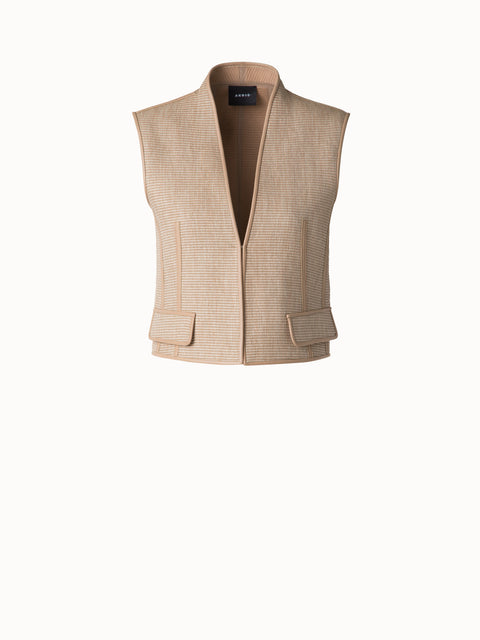Gilet aus weichem Baumwoll-Raffia und Leder
