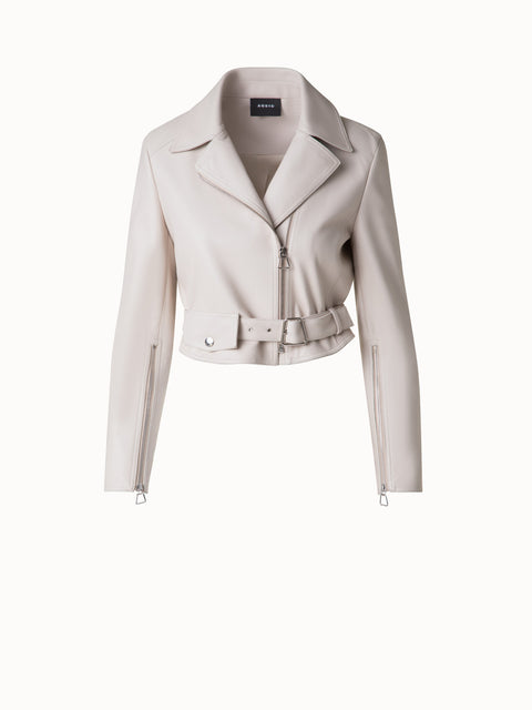 Cropped Leder-Bikerjacke
