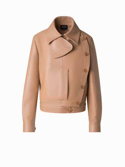 Asymmetrische Trench-Lederjacke