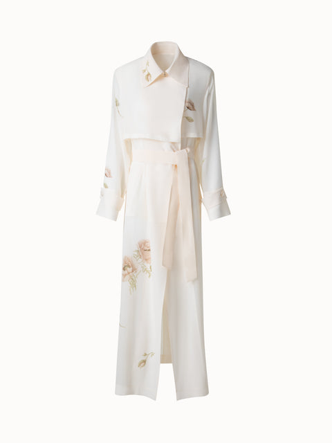 Trenchcoat aus Seide mit Anemone Druck