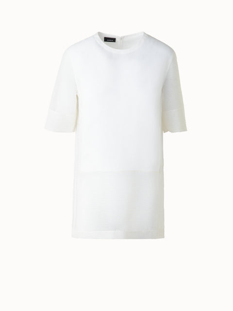 Leinen-Tunika-Bluse mit durchsichtiger Seite