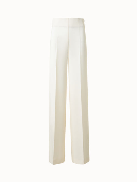 Gerade Woll-Doubleface-Hose mit weitem Bein