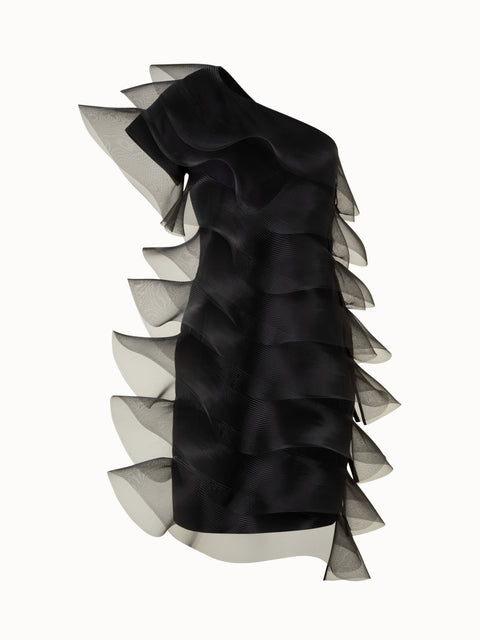 Baumwoll-Seiden-Cocktailkleid mit Wellen
