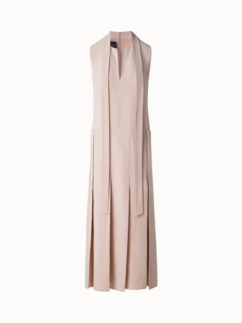 Plissiertes Midikleid aus Leinen-Wollmischung