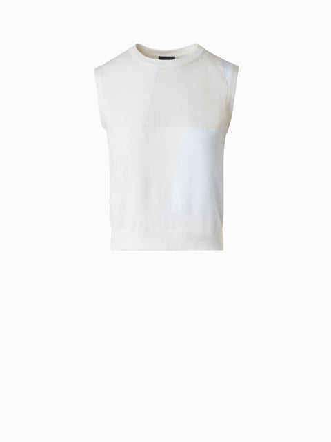 Baumwoll-Strick-Top mit Trapez-Jacquard