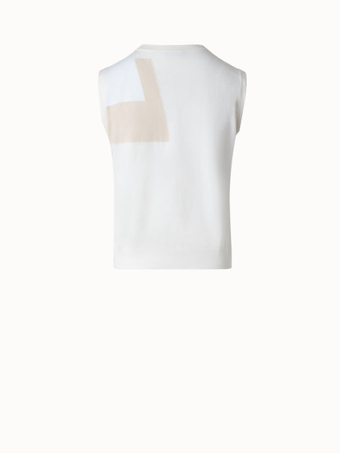 Baumwoll-Strick-Top mit Trapez-Jacquard
