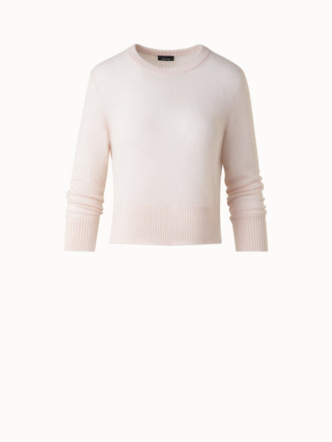 Kaschmir-Seiden-Pullover mit verkürzten Ärmeln