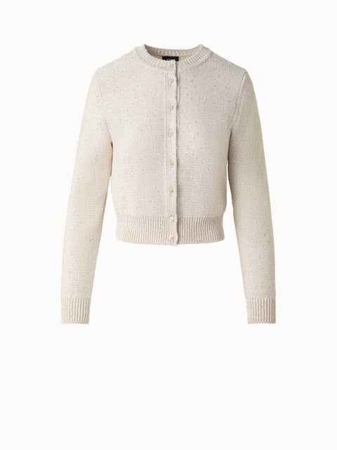 Leinen-Baumwoll-Cardigan mit Micro-Pailletten