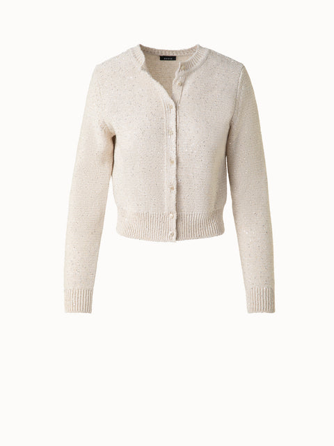 Leinen-Baumwoll-Cardigan mit Micro-Pailletten