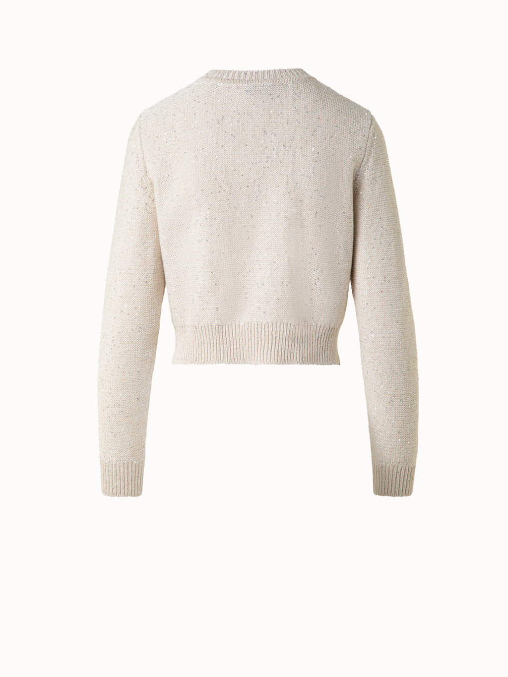 Leinen-Baumwoll-Cardigan mit Micro-Pailletten - Beige