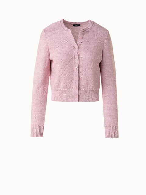 Leinen-Baumwoll-Cardigan mit Micro-Pailletten