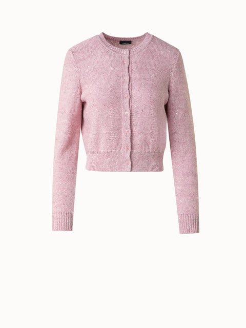 Leinen-Baumwoll-Cardigan mit Micro-Pailletten