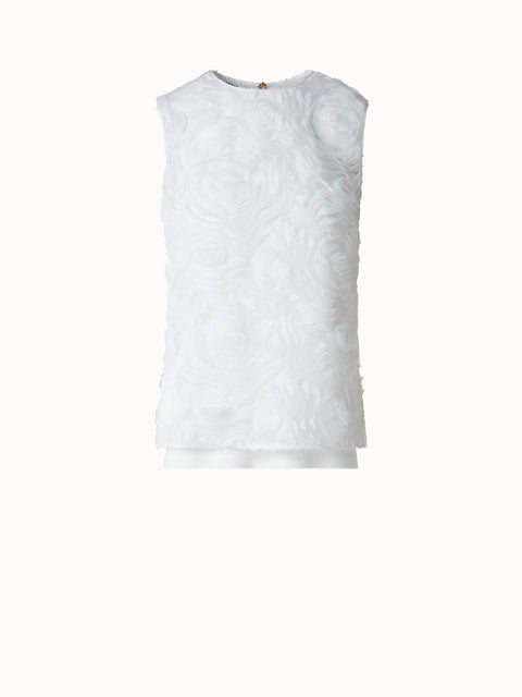 Ärmellose Bluse mit 3D Carnation Stickerei