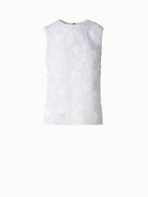 Ärmellose Bluse mit 3D Carnation Stickerei