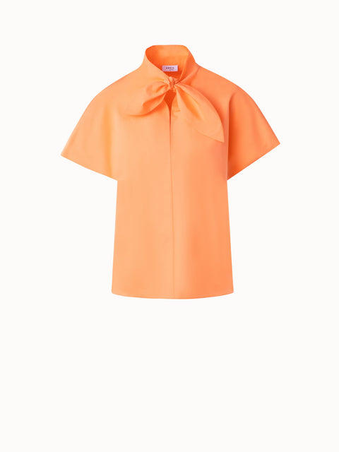 Baumwollbluse mit Kragenknoten