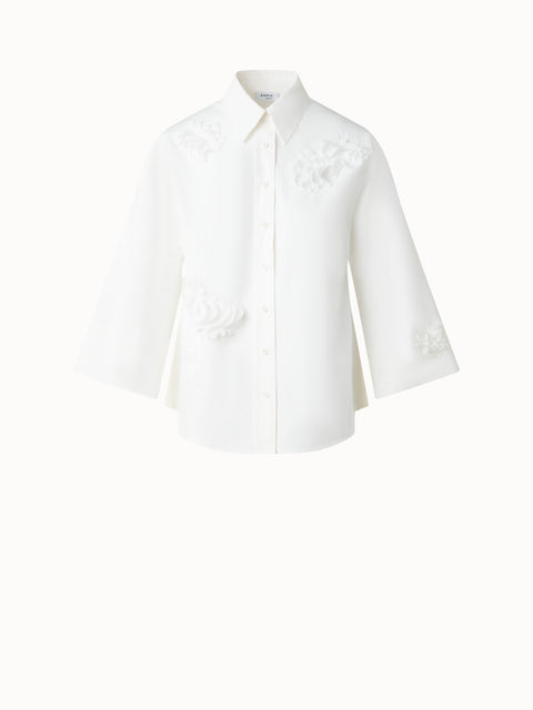 Kimono-Bluse mit 3D-Carnation Applikation