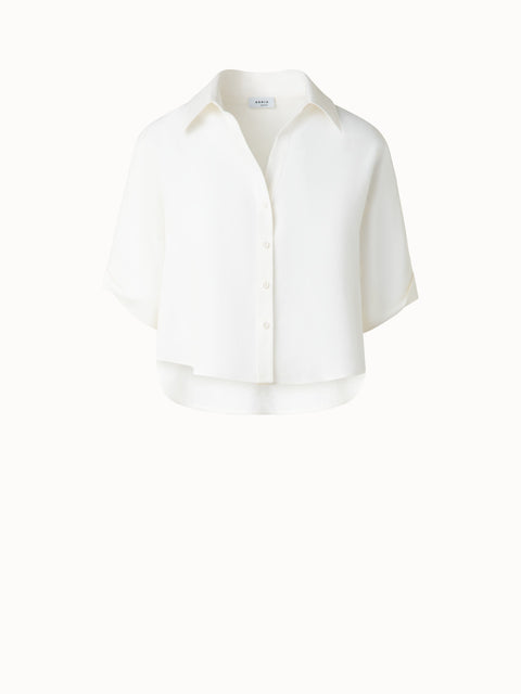 Cropped-Bluse aus gewaschenem Leinen