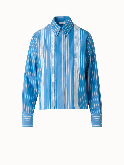 Boxy-Baumwoll-Bluse mit Mesh-Band
